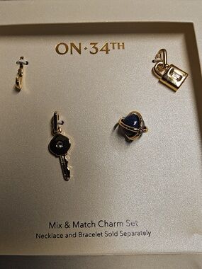 On 34th MIx and Match Charm Set Of Four Gold Tone-NWT
